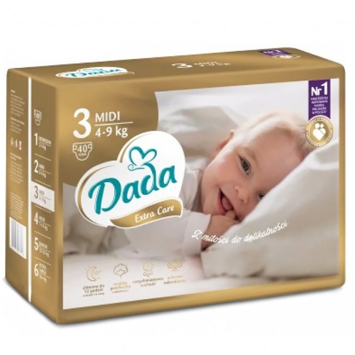 Підгузки дитячі Dada Extra Care, розмір 3 (4–9 кг), 40 шт - 